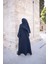 Kendinden Şallı Taşlı Abaya Ferace-Medine Ipeği 5