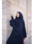 Kendinden Şallı Taşlı Abaya Ferace-Medine Ipeği 7