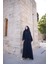 Kendinden Şallı Taşlı Abaya Ferace-Medine Ipeği 9