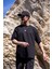 Erkek Siyah Renk Oversize Baskısız Basic Tişört 1