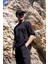 Erkek Siyah Renk Oversize Baskısız Basic Tişört 2