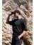 Erkek Siyah Renk Oversize Baskısız Basic Tişört 4
