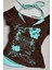 Kahverengi Nuit Magique Madonna Yaka Ek Askılı Kısa Kollu Full Body Crop 1