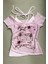 Pembe Nuit Magique Madonna Yaka Ek Askılı Kısa Kollu Full Body Crop 1