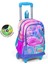 Kids Lavanta-Pembe Flamingo Desenli Üç Bölmeli IşıkIı Tekerlekli Çekçekli Okul Sırt Çantası 23905 1