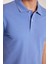 Erkek Slim Fit Dar Kesim %100 Pamuk Düz Pike Petrol Mavi Polo Yaka Tişört 2