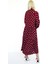 Bordo Uzun Kollu Düğmeli Desenli Elbise MG2430 5