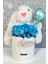 Özel Kututusunda; 45 cm Beyaz Jellycat Tavşan, 5'li Ayıcık ve Folyo Kalp Balonlu Set-Ayıcık Buketi 2
