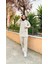 Kapşonlu Çıtçıtlı Sade Basic Ikili Eşofman Spor Takımı - 3036 - Ekru 2