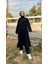 O Yaka Uzun Geniş Rahat Tunik Sade Basic Ikili Spor Takımı - 3040 - Siyah 1