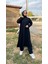 O Yaka Uzun Geniş Rahat Tunik Sade Basic Ikili Spor Takımı - 3040 - Siyah 2