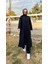 O Yaka Uzun Geniş Rahat Tunik Sade Basic Ikili Spor Takımı - 3040 - Siyah 3