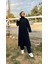 O Yaka Uzun Geniş Rahat Tunik Sade Basic Ikili Spor Takımı - 3040 - Siyah 5
