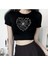 Spider Web Heart Siyah Yarım T-Shirt 1