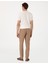 Erkek Kahverengi Carrot Fit %100 Keten Kanvas Pantolon 50285714-VR197 4