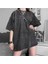 Antrasit Vintage Streetwear Unisex Yıkamalı Kumaş T-Shirt 2