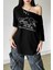 Siyah Swan Lake Salaş Omuz Dekolteli T-Shirt 2