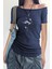 Lacivert Crystal Eye Madonna Yaka Kısa Kol T-Shirt 1