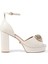 Yılan Derisi Desenli Platform Topuklu Ayakkabı - Off White 1