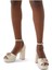 Yılan Derisi Desenli Platform Topuklu Ayakkabı - Off White 2