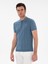 Erkek Indigo Slim Fit Nervürlü Fermuarlı Polo Yaka Triko T-Shirt 50309871-VR028 1
