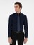 Erkek Lacivert Slim Fit Pamuklu Yarım Italyan Yaka Basic Gömlek 50311490-VR033 1