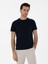 Erkek Lacivert Slim Fit Bisiklet Yaka Pamuk Basic T-Shirt 50310023-VR033 1
