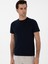 Erkek Lacivert Slim Fit Bisiklet Yaka Pamuk Basic T-Shirt 50310023-VR033 3