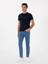 Erkek Lacivert Slim Fit Bisiklet Yaka T-Shirt 50310035-VR033 4