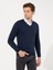 Erkek Lacivert Slim Fit V Yaka Basic Triko Kazak 50231721-VR033 1