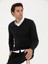 Erkek Antrasit Melanj Slim Fit V Yaka Basic Triko Kazak 50231721-VR081 1
