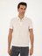Erkek Ekru Slim Fit Keten Karışımlı Fermuarlı Polo Yaka T-Shirt 50286256-VR019 3