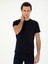 Erkek Lacivert Slim Fit Bisiklet Yaka Merserize Basic T-Shirt 50305451-VR033 3
