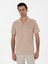 Erkek Bej Regular Fit Apaş Yaka Örme Gömlek 50306181-VR011 1