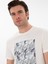 Erkek Beyaz Slim Fit Bisiklet Yaka Baskılı T-Shirt 50302275-VR013 2