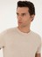Erkek Bej Slim Fit Keten Karışımlı Bisiklet Yaka Triko T-Shirt 50285518-VR011 2