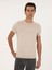 Erkek Bej Slim Fit Keten Karışımlı Bisiklet Yaka Triko T-Shirt 50285518-VR011 3