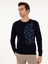 Erkek Lacivert Slim Fit Bisiklet Yaka Yün Triko Kazak 50291586-VR033 3