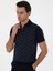 Erkek Lacivert Regular Fit Fermuarlı Polo Yaka Desenli T-Shirt 50302727-VR033 3