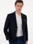 Erkek Koyu Lacivert Slim Fit Dokulu Yün Karışımlı Ceket 50300052-VR100 3