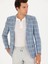 Erkek Mavi Slim Fit Keten Karışımlı Ceket 50264757-VR036 2