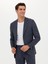Erkek Lacivert Slim Fit Keten Karışımlı Ceket 50270503-VR033 1