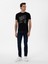 Erkek Siyah Slim Fit Bisiklet Yaka Desenli T-Shirt 50301497-VR046 4