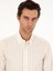 Erkek Bej Slim Fit Çizgili Keten Karışımlı Gömlek 50291332-VR011 2