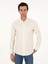 Erkek Bej Slim Fit Çizgili Keten Karışımlı Gömlek 50291332-VR011 3