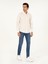 Erkek Bej Slim Fit Çizgili Keten Karışımlı Gömlek 50291332-VR011 4