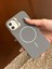 iPhone 11 Uyumlu Ince Magsafe Çizgili Metal Kamera Çerçeve Standlı Gri Kılıf 1
