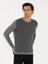 Erkek Gri Slim Fit Bisiklet Yaka Triko Kazak 50234963-VR024 1