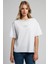 Karbe Kadın %100 Pamuk O Yaka T-Shirt Ekru-L 2