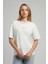 Karbe Kadın %100 Pamuk O Yaka T-Shirt Ekru-K 2